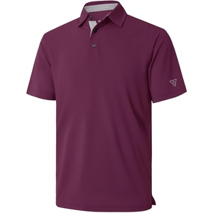 image:imageMens Golf Shirt Short and Long Sleeve Moisture Wicking Dry Fit Performance Solid Casual Pique Golf Polo Shirts for MenBordeaux Red