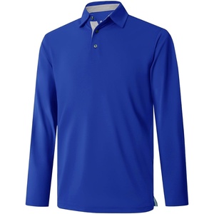 image:imageMens Golf Shirt Short and Long Sleeve Moisture Wicking Dry Fit Performance Solid Casual Pique Golf Polo Shirts for MenCobaltlong