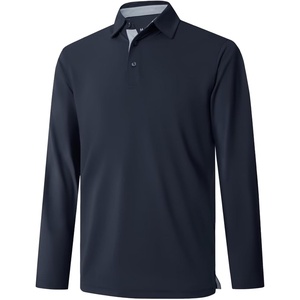 image:imageMens Golf Shirt Short and Long Sleeve Moisture Wicking Dry Fit Performance Solid Casual Pique Golf Polo Shirts for MenDark Greylong