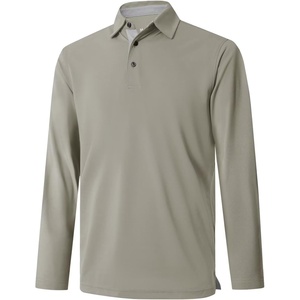 image:imageMens Golf Shirt Short and Long Sleeve Moisture Wicking Dry Fit Performance Solid Casual Pique Golf Polo Shirts for MenDark Khakilong