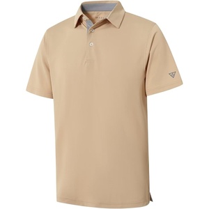 image:imageMens Golf Shirt Short and Long Sleeve Moisture Wicking Dry Fit Performance Solid Casual Pique Golf Polo Shirts for MenKhaki