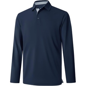 image:imageMens Golf Shirt Short and Long Sleeve Moisture Wicking Dry Fit Performance Solid Casual Pique Golf Polo Shirts for MenNavylong
