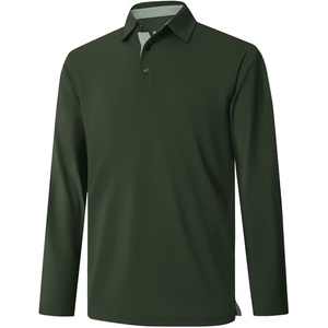 image:imageMens Golf Shirt Short and Long Sleeve Moisture Wicking Dry Fit Performance Solid Casual Pique Golf Polo Shirts for MenOlive Greenlong