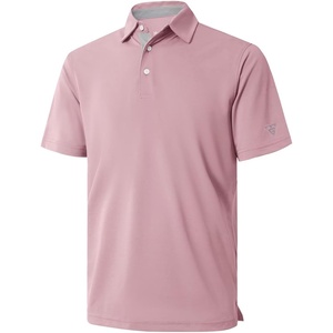 image:imageMens Golf Shirt Short and Long Sleeve Moisture Wicking Dry Fit Performance Solid Casual Pique Golf Polo Shirts for MenPale Pink