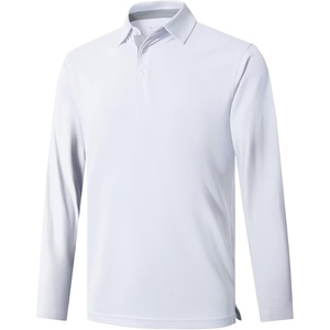 image:imageMens Golf Shirt Short and Long Sleeve Moisture Wicking Dry Fit Performance Solid Casual Pique Golf Polo Shirts for MenWhitelong