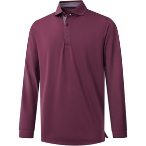 image:imageMens Polo Shirts Short and Long Sleeve Casual Solid Stylish Dry Fit Performance Designed Collared Golf Polo Shirts for MenBordeaux Redlong
