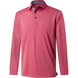 image:imageMens Polo Shirts Short and Long Sleeve Casual Solid Stylish Dry Fit Performance Designed Collared Golf Polo Shirts for MenCranberrylong