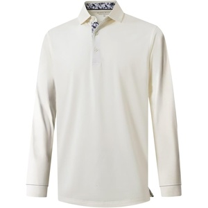 image:imageMens Polo Shirts Short and Long Sleeve Casual Solid Stylish Dry Fit Performance Designed Collared Golf Polo Shirts for MenCreamlong