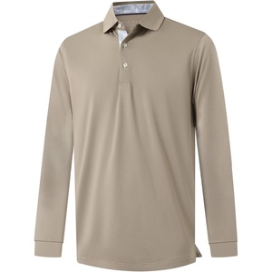 image:imageMens Polo Shirts Short and Long Sleeve Casual Solid Stylish Dry Fit Performance Designed Collared Golf Polo Shirts for MenDark Khakilong