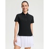 image:imageM MAELREG 5Button Polo Shirts for Women Stretch Dry Fit Performance Lightweight Contrast Collared Golf Shirts Short SleeveBlack