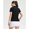 image:imageM MAELREG 5Button Polo Shirts for Women Stretch Dry Fit Performance Lightweight Contrast Collared Golf Shirts Short SleeveBlack