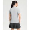 image:imageM MAELREG 5Button Polo Shirts for Women Stretch Dry Fit Performance Lightweight Contrast Collared Golf Shirts Short SleeveLight Grey