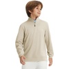 image:imageM MAELREG Boys Long Sleeve Quarter Zip Pullover Fleece Warmth Mock Neck Solid Youth Sweatshirt Winter Clothes for KidsLight Khaki