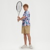 image:imageM MAELREG Boys Polo Shirts Funny Print Stretch Lightweight Short Sleeve Casual Collared Golf Shirts for Boys with 3 ButtonTropical Flowers Leaves