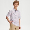 image:imageM MAELREG Boys Polo Shirts Funny Print Stretch Lightweight Short Sleeve Casual Collared Golf Shirts for Boys with 3 ButtonWhite Polka Dots