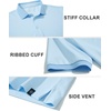 image:imageM MAELREG Mens Golf Polo Shirts Jacquard Ribbed Collar Performance Moisture Wicking Dry Fit Short Sleeve Golf Shirts for MenLight Blue