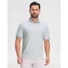 image:imageM MAELREG Mens Golf Polo Shirts Jacquard Ribbed Collar Performance Moisture Wicking Dry Fit Short Sleeve Golf Shirts for MenLight Grey