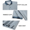 image:imageM MAELREG Mens Golf Polo Shirts Jacquard Ribbed Collar Performance Moisture Wicking Dry Fit Short Sleeve Golf Shirts for MenMisty Blue
