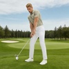 image:imageM MAELREG Mens Golf Shirts Moisture Wicking Dry Fit Business Casual Stretch Jacquard Short Sleeve Golf Polo Shirts for MenKakhi Flower