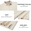 image:imageM MAELREG Mens Jacquard Stripe Golf Shirts Quick Dry Performance Short Sleeve Moisture Wicking Polo Shirt for MenBeige White