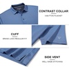 image:imageM MAELREG Mens Jacquard Stripe Golf Shirts Quick Dry Performance Short Sleeve Moisture Wicking Polo Shirt for MenLight Blue Navy