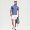 image:imageM MAELREG Mens Jacquard Stripe Golf Shirts Quick Dry Performance Short Sleeve Moisture Wicking Polo Shirt for MenLight Blue Navy