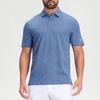 image:imageM MAELREG Mens Jacquard Stripe Golf Shirts Quick Dry Performance Short Sleeve Moisture Wicking Polo Shirt for MenLight Blue Navy
