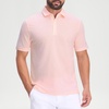 image:imageM MAELREG Mens Jacquard Stripe Golf Shirts Quick Dry Performance Short Sleeve Moisture Wicking Polo Shirt for MenLight Pink White