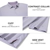 image:imageM MAELREG Mens Jacquard Stripe Golf Shirts Quick Dry Performance Short Sleeve Moisture Wicking Polo Shirt for MenLight Purple White