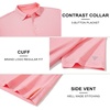 image:imageM MAELREG Mens Jacquard Stripe Golf Shirts Quick Dry Performance Short Sleeve Moisture Wicking Polo Shirt for MenPink Coral White