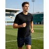 image:imageM MAELREG Mens TShirts Quick Dry Moisture Wicking Athletic Workout Roma Knit Shirts for Men Short Sleeve Slim Fit Basic TopBlack