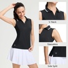 image:imageM MAELREG Polo Shirts for Women V Neck Sports Tennis Sleeveless Shirts Ribbed Collared Lightweight Athletic Womens Golf ShirtBlack