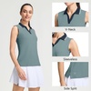 image:imageM MAELREG Polo Shirts for Women V Neck Sports Tennis Sleeveless Shirts Ribbed Collared Lightweight Athletic Womens Golf ShirtDusty Blue