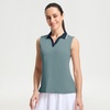 image:imageM MAELREG Polo Shirts for Women V Neck Sports Tennis Sleeveless Shirts Ribbed Collared Lightweight Athletic Womens Golf ShirtDusty Blue