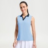image:imageM MAELREG Polo Shirts for Women V Neck Sports Tennis Sleeveless Shirts Ribbed Collared Lightweight Athletic Womens Golf ShirtLight Blue