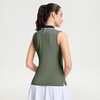 image:imageM MAELREG Polo Shirts for Women V Neck Sports Tennis Sleeveless Shirts Ribbed Collared Lightweight Athletic Womens Golf ShirtMossy Stone