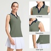 image:imageM MAELREG Polo Shirts for Women V Neck Sports Tennis Sleeveless Shirts Ribbed Collared Lightweight Athletic Womens Golf ShirtMossy Stone