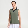 image:imageM MAELREG Polo Shirts for Women V Neck Sports Tennis Sleeveless Shirts Ribbed Collared Lightweight Athletic Womens Golf ShirtMossy Stone