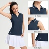 image:imageM MAELREG Polo Shirts for Women V Neck Sports Tennis Sleeveless Shirts Ribbed Collared Lightweight Athletic Womens Golf ShirtNavy