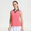 image:imageM MAELREG Polo Shirts for Women V Neck Sports Tennis Sleeveless Shirts Ribbed Collared Lightweight Athletic Womens Golf ShirtPink