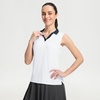 image:imageM MAELREG Polo Shirts for Women V Neck Sports Tennis Sleeveless Shirts Ribbed Collared Lightweight Athletic Womens Golf ShirtWhite