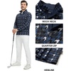 image:imageM MAELREG Quarter Zip Golf Pullover Men Dry Fit Long Sleeve Performance Wicking 14 Zip Full Print Pullover Mens SweatshirtBlueBlack Houndstooth
