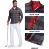 image:imageM MAELREG Quarter Zip Golf Pullover Men Dry Fit Long Sleeve Performance Wicking 14 Zip Full Print Pullover Mens SweatshirtRedBlack Check