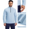 image:imageM MAELREG Quarter Zip Pullover Men Stretch Performance Mock Neck Moisture Wicking Golf 14 Zip Pullover Mens SweatshirtLight Blue