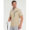 image:imageM MAELREG Short Sleeve Golf Jackets for Men with Full Zipper Lightweight UPF50 Hiking Vests For Men with Button PocketsKhaki