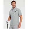 image:imageM MAELREG Short Sleeve Golf Jackets for Men with Full Zipper Lightweight UPF50 Hiking Vests For Men with Button PocketsSilver Grey