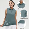 image:imageM MAELREG Womens Golf Polo Shirts Sleeveless 4 Buttons with Collar Tennis Tops Pickleball Shirts UV Protection Quick DryDusty Blue
