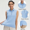 image:imageM MAELREG Womens Golf Polo Shirts Sleeveless 4 Buttons with Collar Tennis Tops Pickleball Shirts UV Protection Quick DryLight Blue