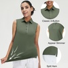 image:imageM MAELREG Womens Golf Polo Shirts Sleeveless 4 Buttons with Collar Tennis Tops Pickleball Shirts UV Protection Quick DryMossy Stone