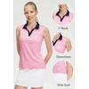 image:imageM MAELREG Womens Polo Shirts Short Sleeve VNeck Collared Golf Tennis Shirt Moisture Wicking Tank Top Womens Golf ShirtsPink White Florals